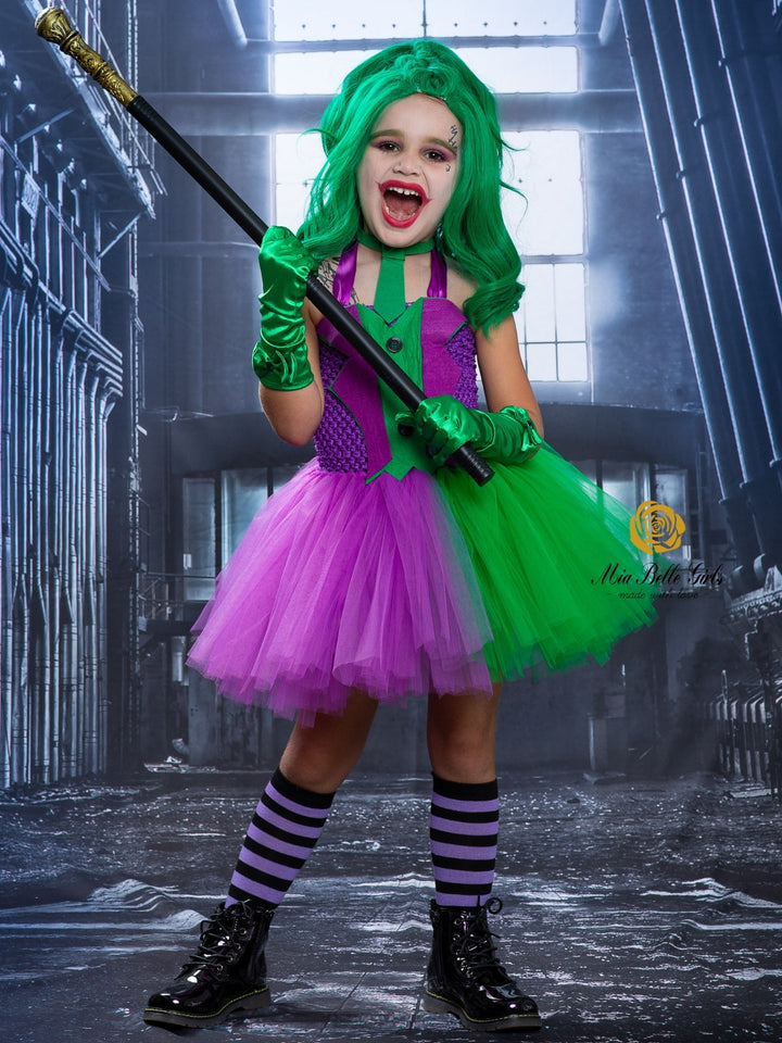 Girls Halloween Costumes | Joker Inspired Tutu Dress - Mia Belle Girls