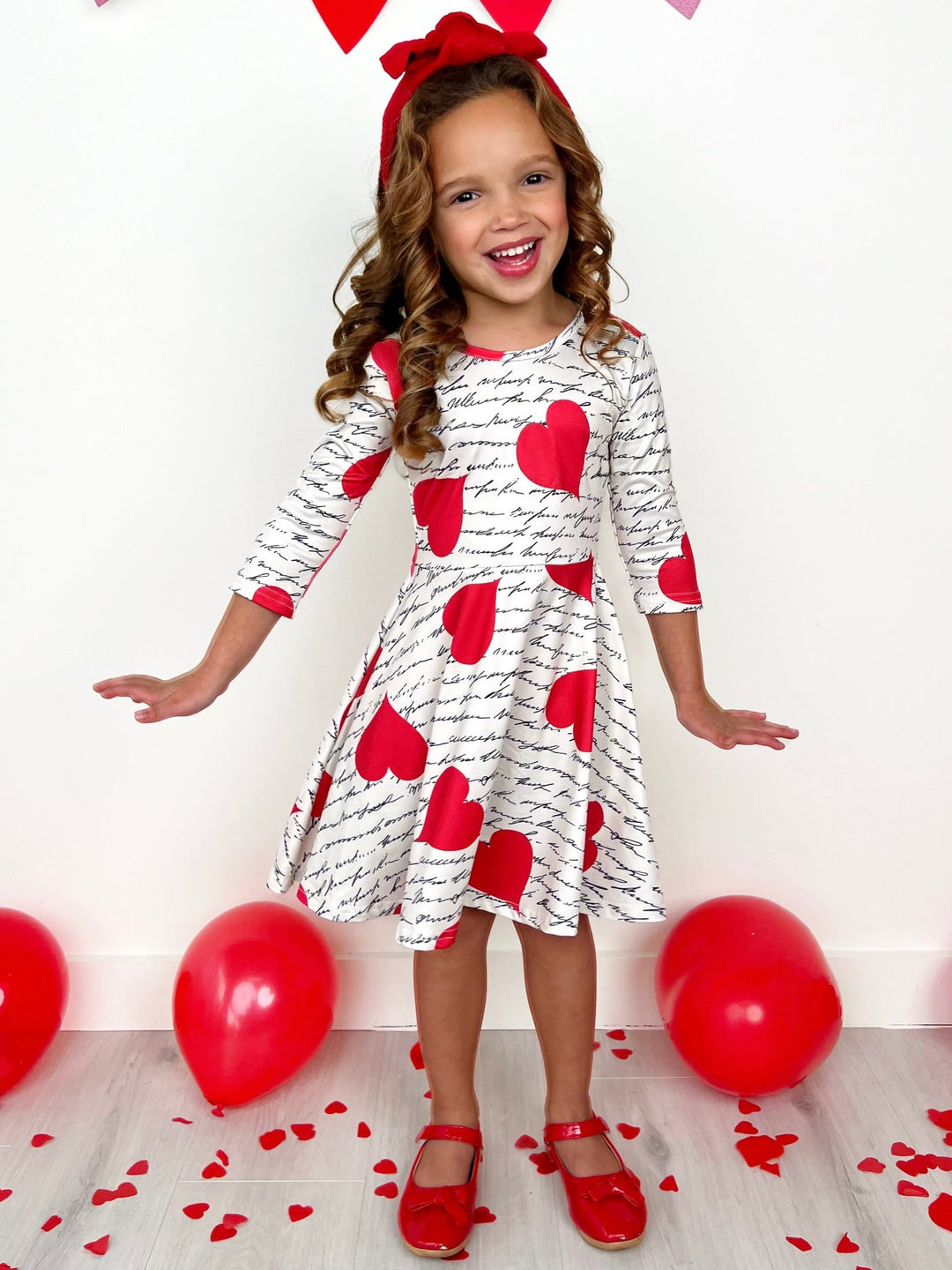 Heartfelt Script Twirly Long Sleeve Skater Dress