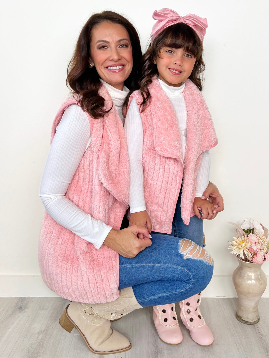 Mommy and Me – Kuschelige Weste aus Kunstpelz in Blush