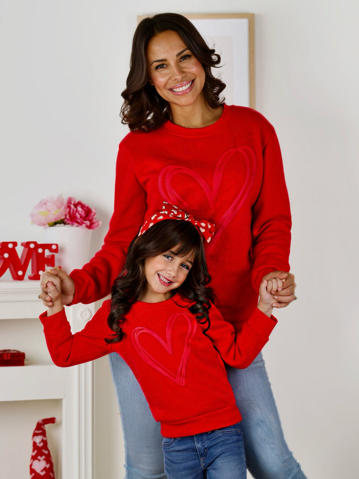 Mommy and Me Lovely Heart Embossed Sweatshirt