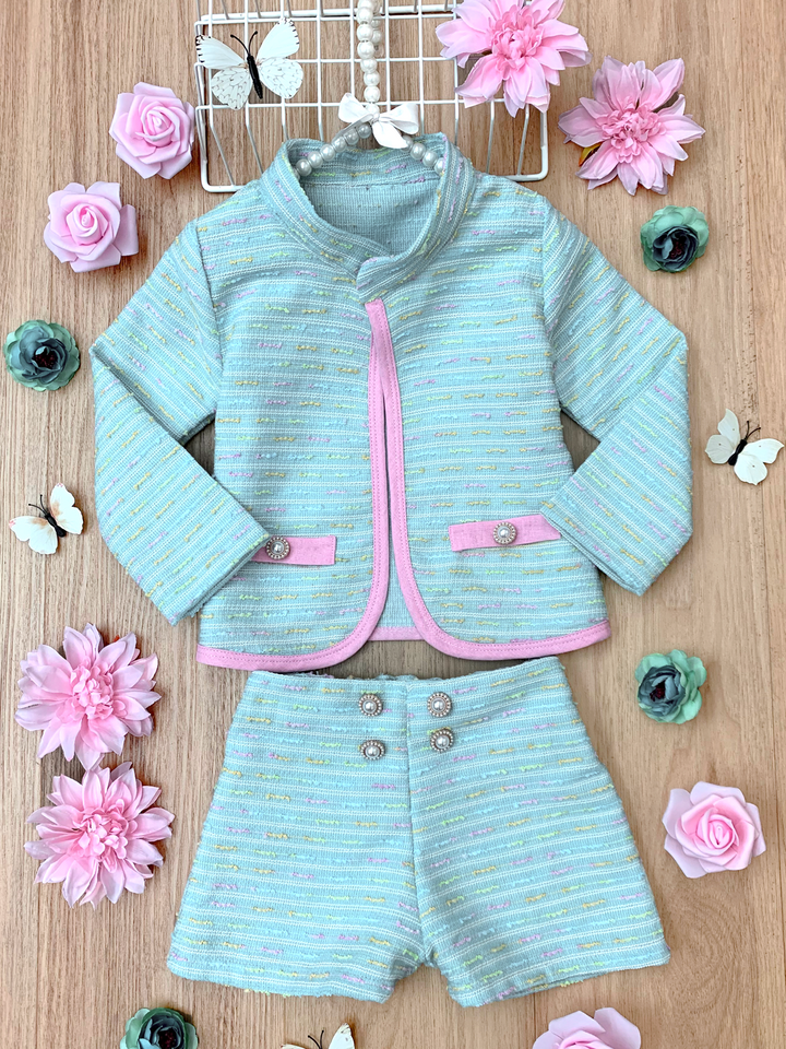 Admired Tweed Matching Blazer & Short Set - Mia Belle Girls