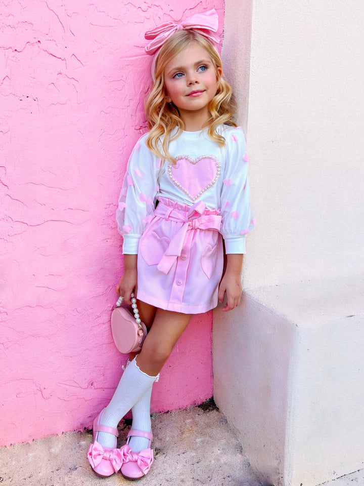 Cherished Cutie Tulle Sleeve Top & Skirt Set | Mia Belle Girls