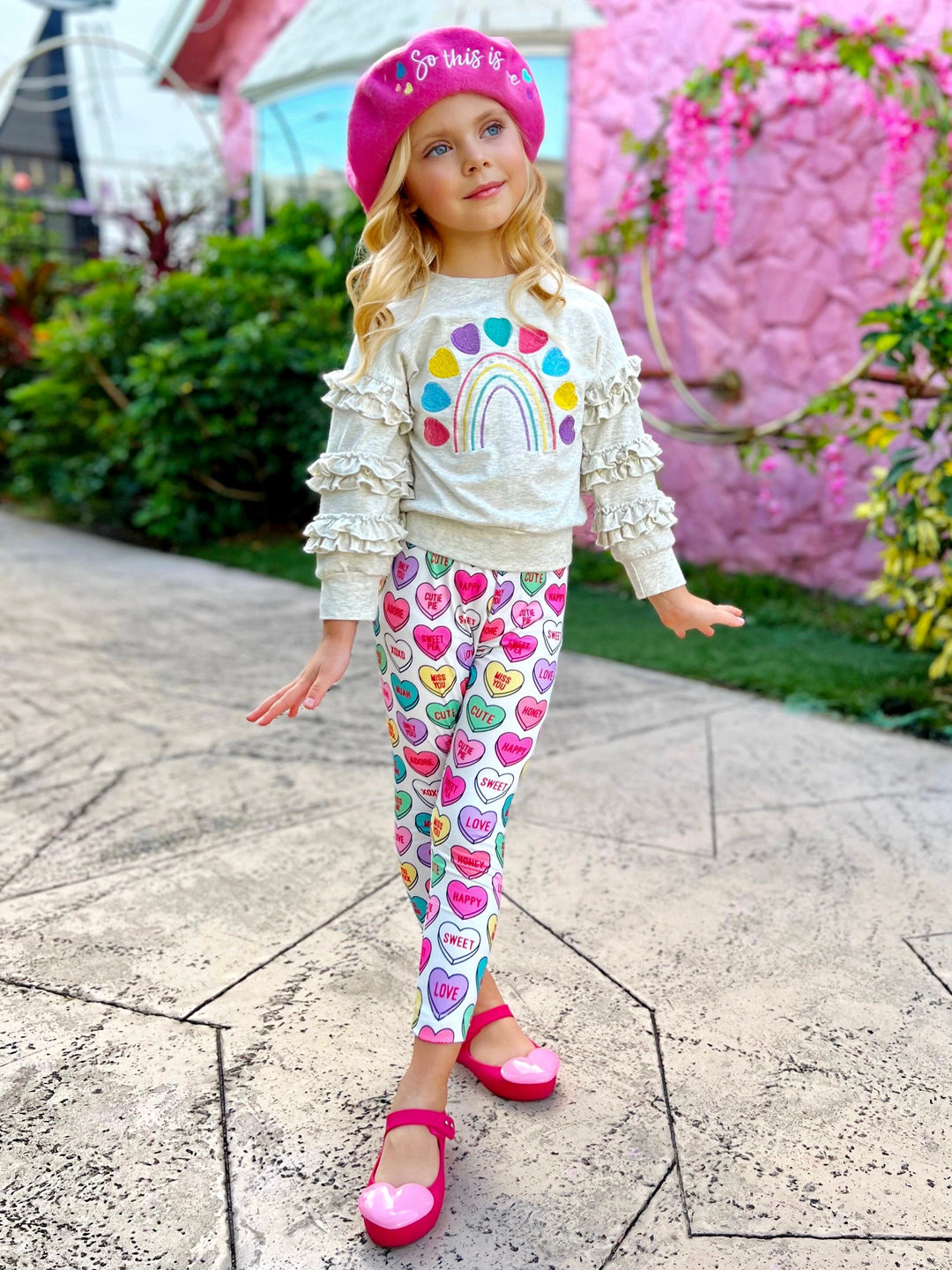 Mia Belle Girls Heart Sweater & Legging Set | Valentine's Outfits