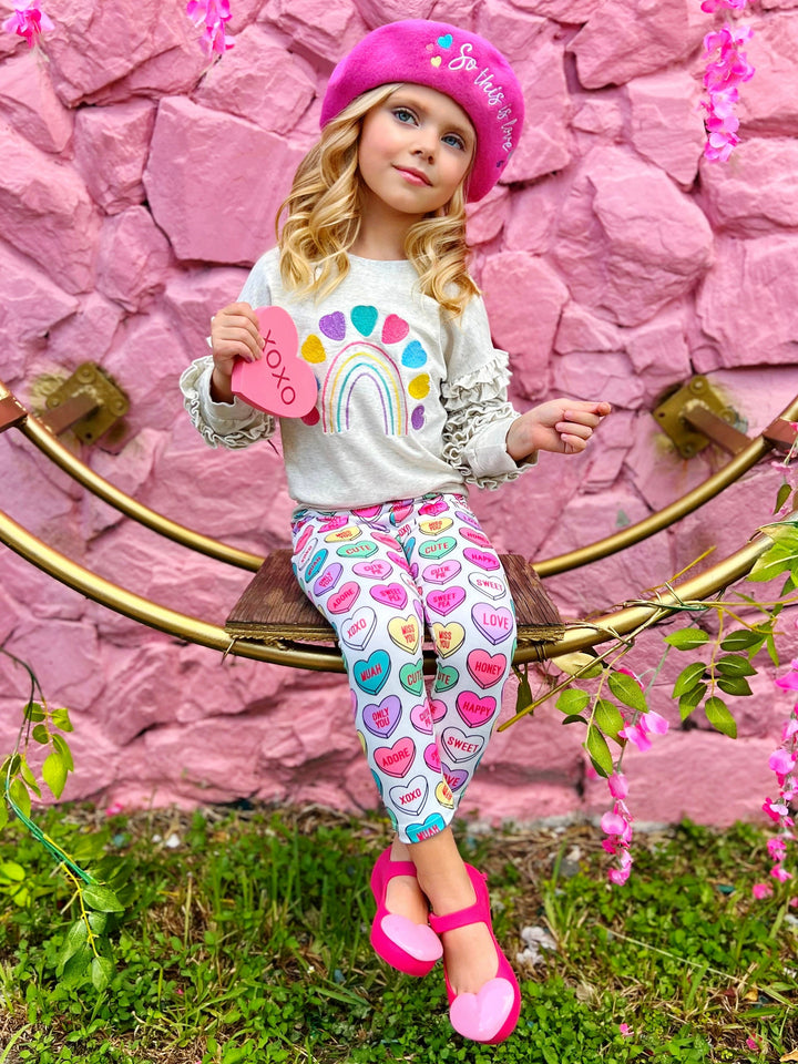 Mia Belle Girls Heart Sweater & Legging Set | Valentine's Outfits