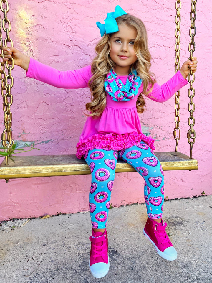 Mia Belle Girls Tunic, Scarf & Legging Set | Girls Valentine's Outfits