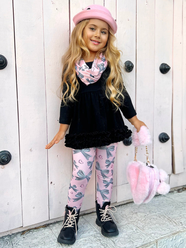 Mia Belle Girls Tunic, Scarf & Legging Set | Girls Valentine's Outfits