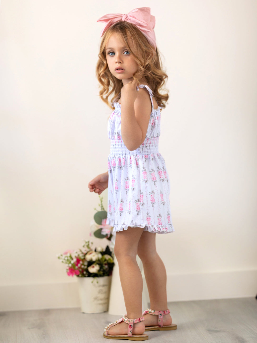 Mia Belle Girls Floral Romper | Girls Spring Outfits