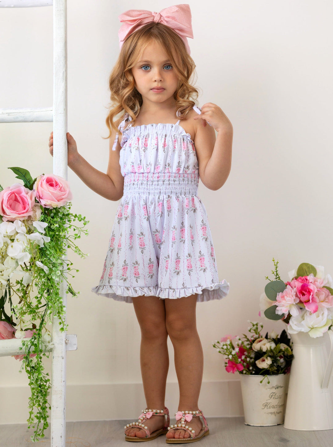 Mia Belle Girls Floral Romper | Girls Spring Outfits