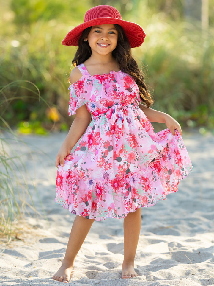 Seaside Petals Ruffle Midi Dress