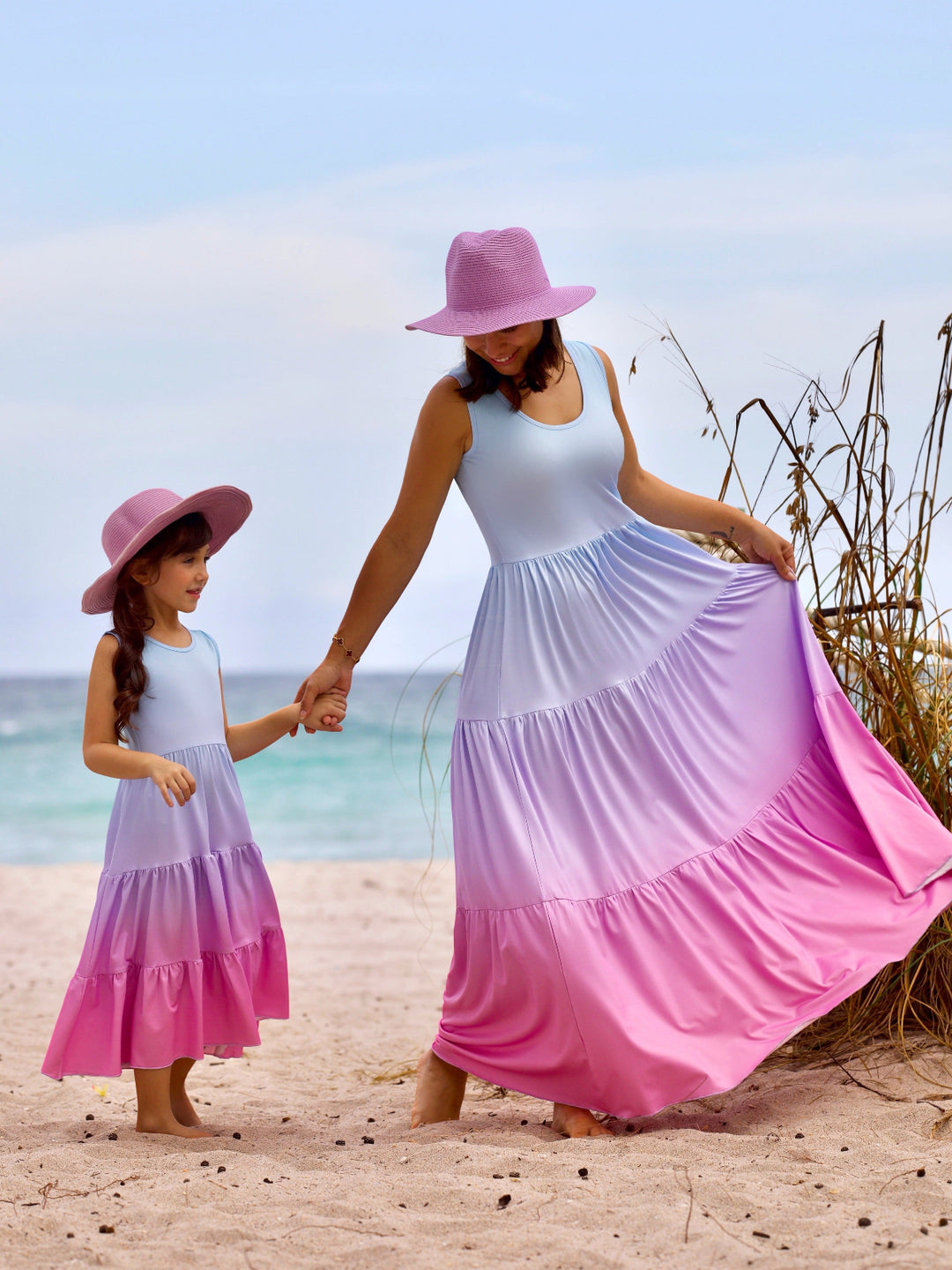 Mommy and Me Pastel Ombre Tiered Maxi Dress