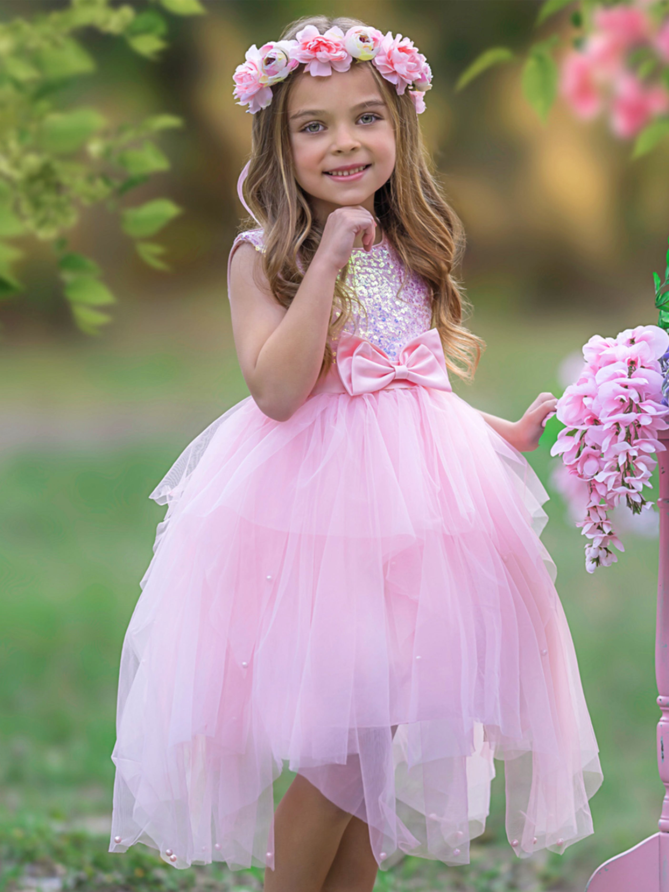 Sparkles and Twirls Pastel Pink Tutu Gown – Mia Belle Girls