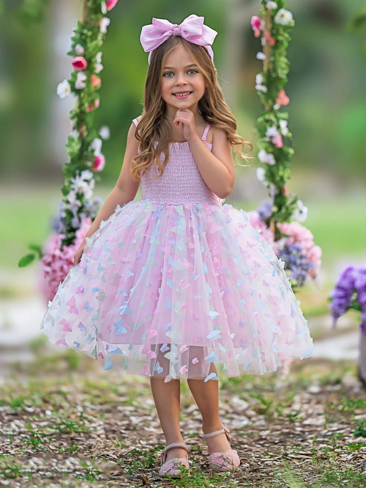 Girls Summer Dresses | Butterfly Wing Smocked Dress | Mia Belle Girls