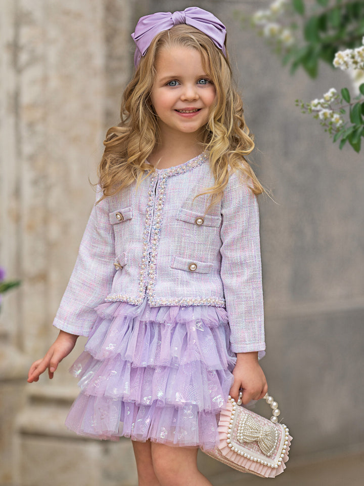 Mia Belle Girls Blazer And Tutu Skirt Set | Girls Preppy Chic Sets