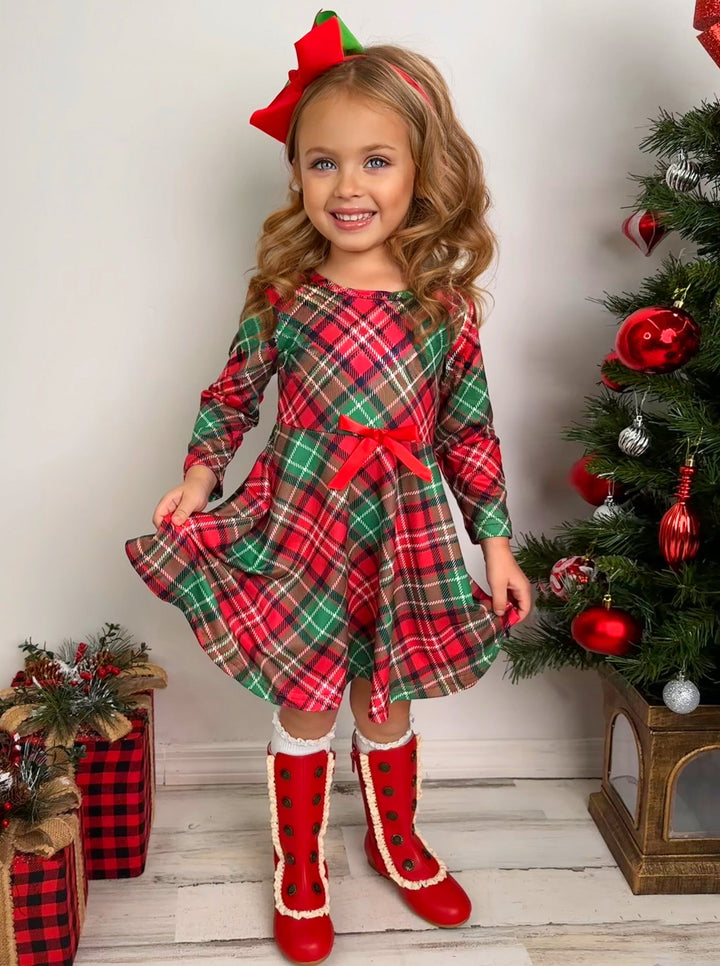 Mia Belle Girls Plaid Holiday Dress | Girls Winter Dresses