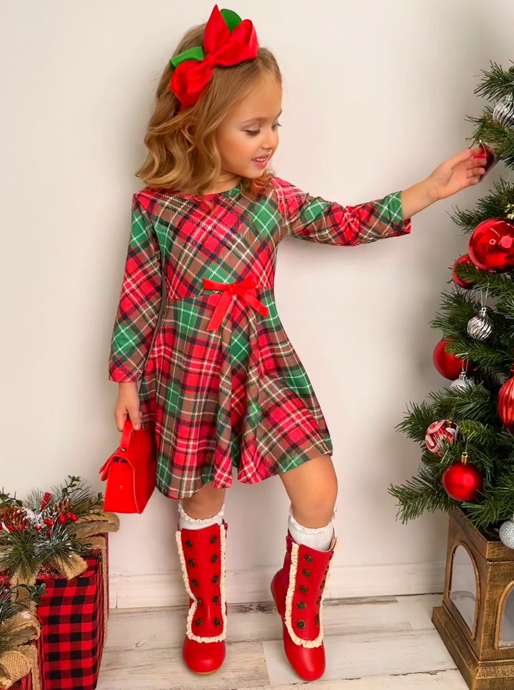 Mia Belle Girls Plaid Holiday Dress | Girls Winter Dresses