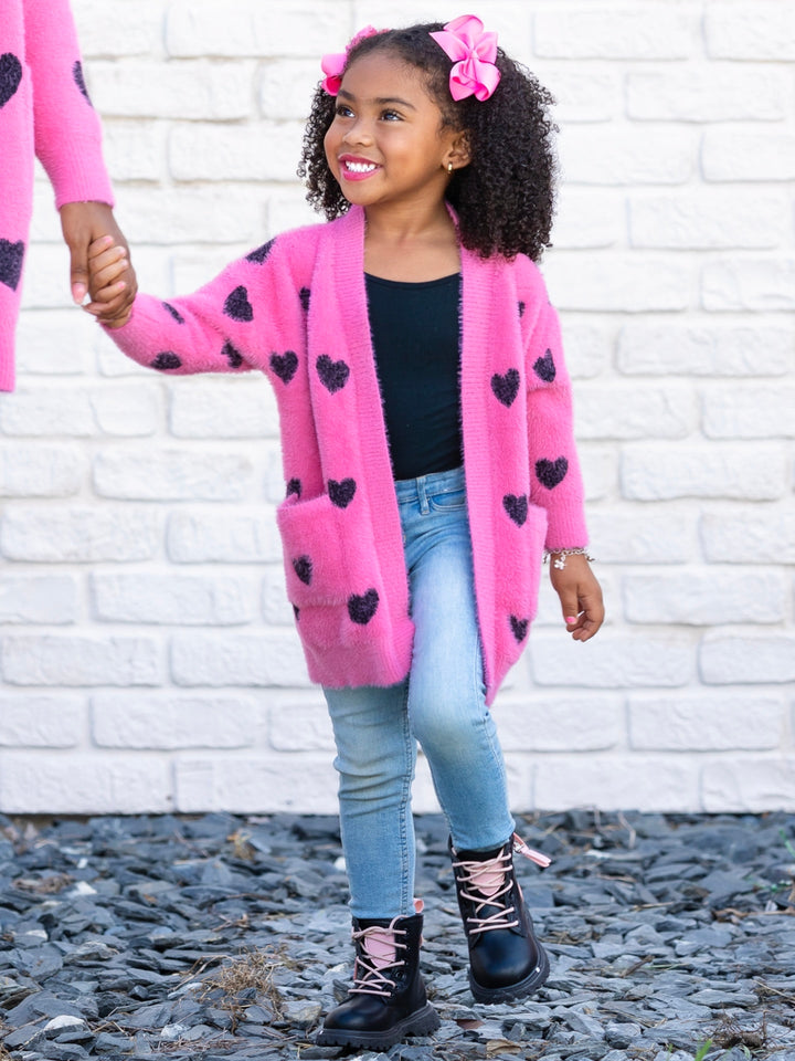 I Love You Lots Pink Oversized Heart Cardigan