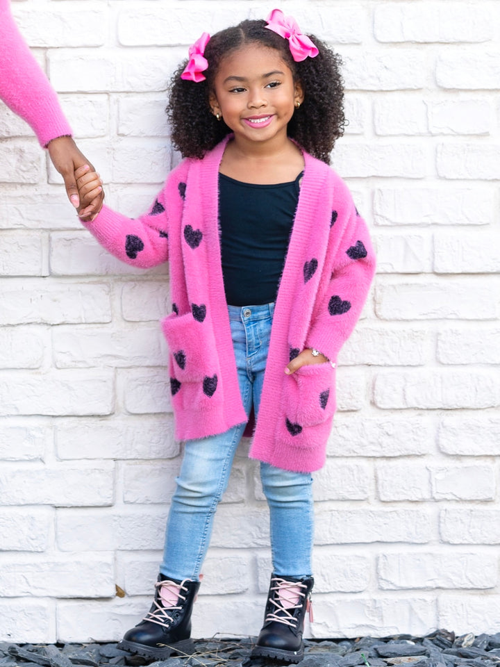 I Love You Lots Pink Oversized Heart Cardigan