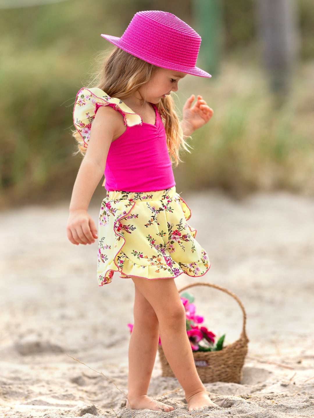 Mia Belle Girls Floral Top and Ruffle Short Set | Girls Spring Outfits