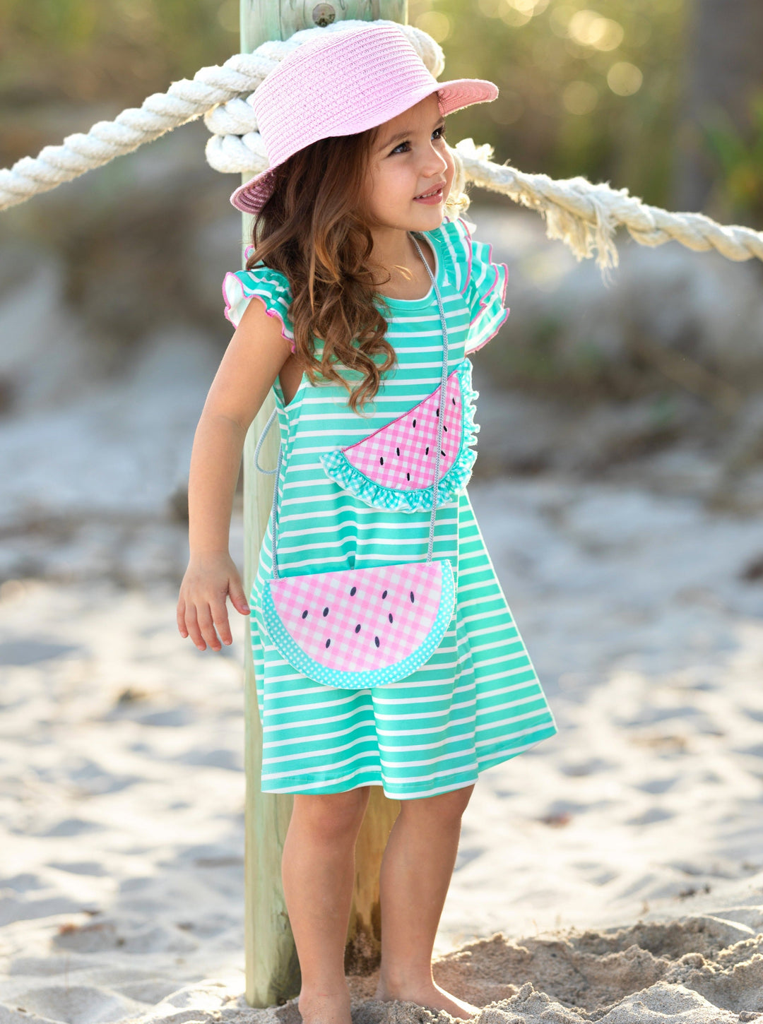 Mia Belle Girls Watermelon Dress And Purse | Girls Spring Outfits