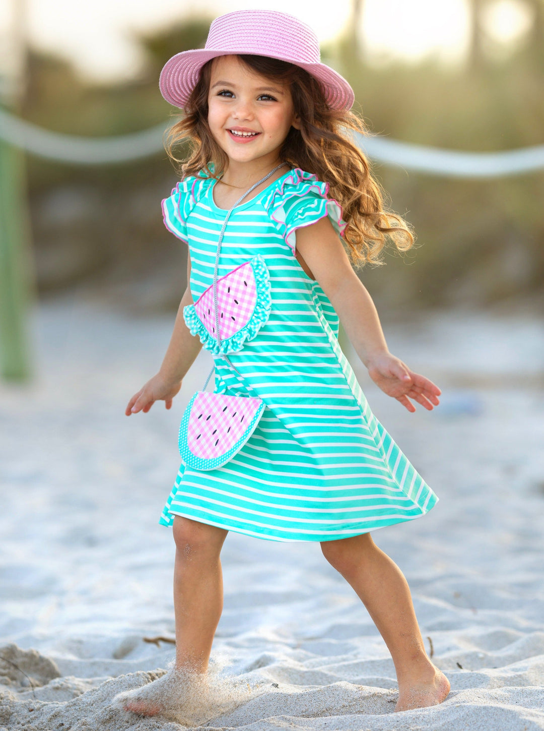 Mia Belle Girls Watermelon Dress And Purse | Girls Spring Outfits