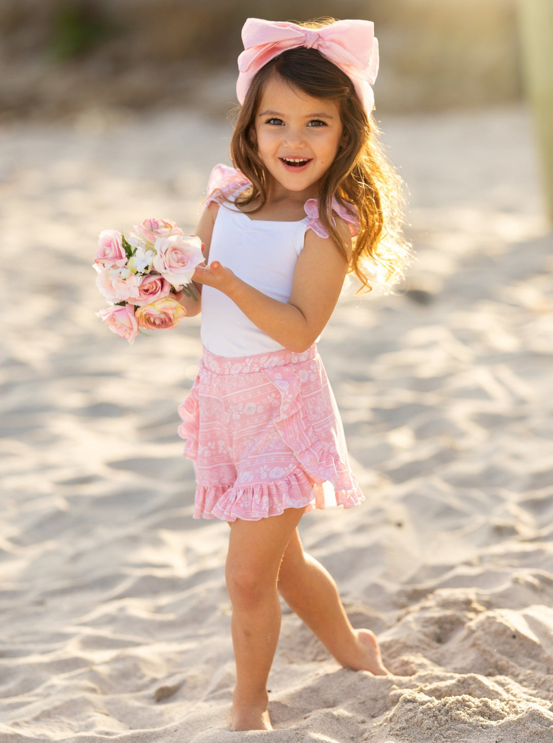 Mia Belle Girls Top and Ruffle Short Set | Girls Spring Outfits