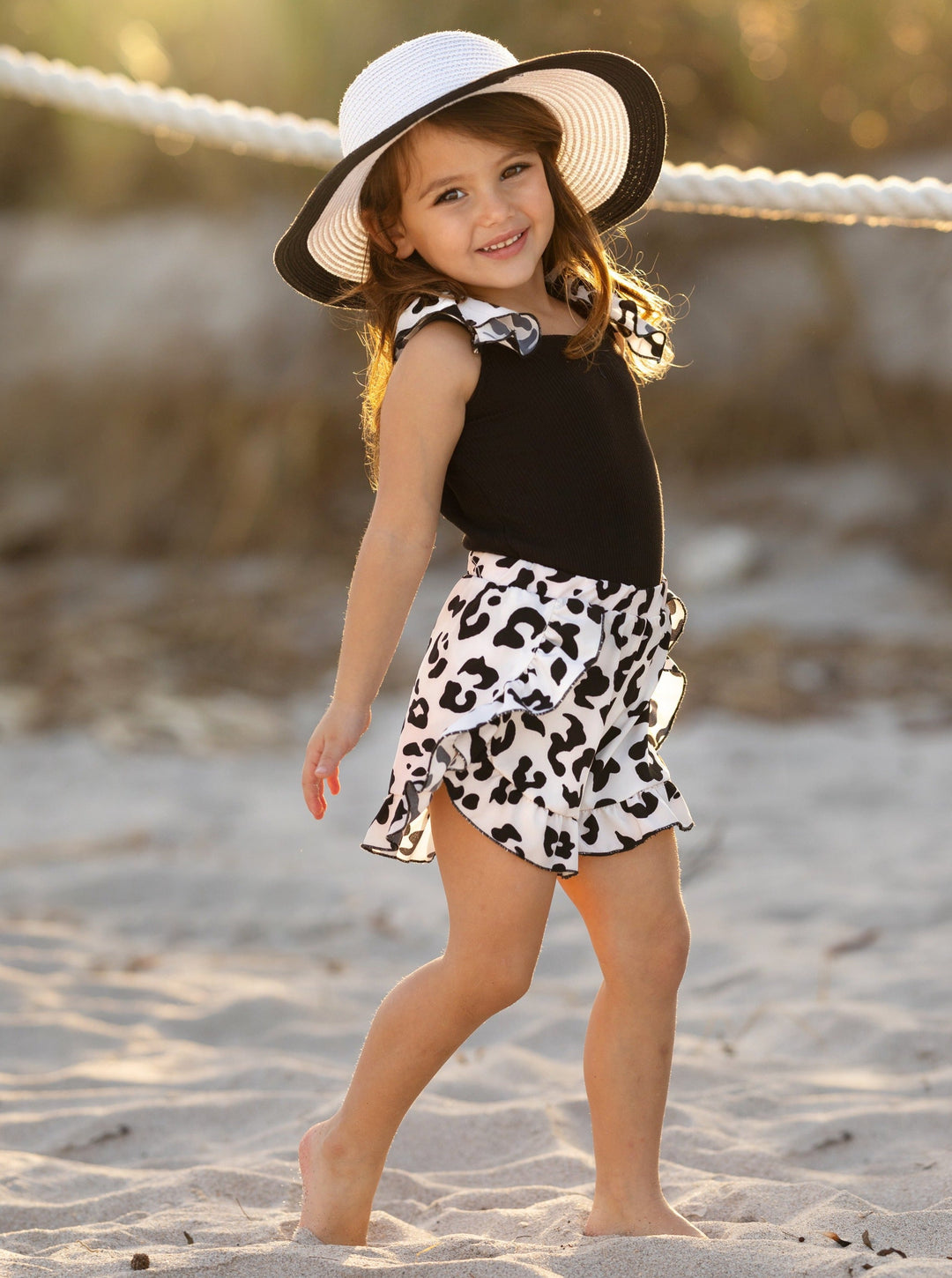 Mia Belle Girls Leopard Print Top and Short Set | Girls Spring Outfits