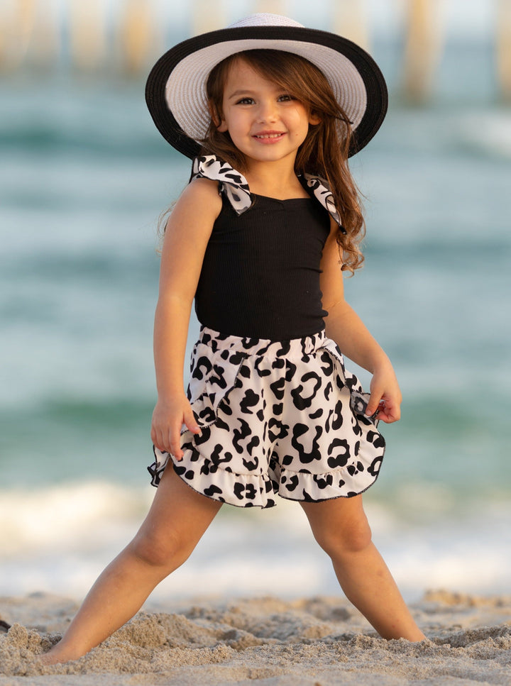 Mia Belle Girls Leopard Print Top and Short Set | Girls Spring Outfits