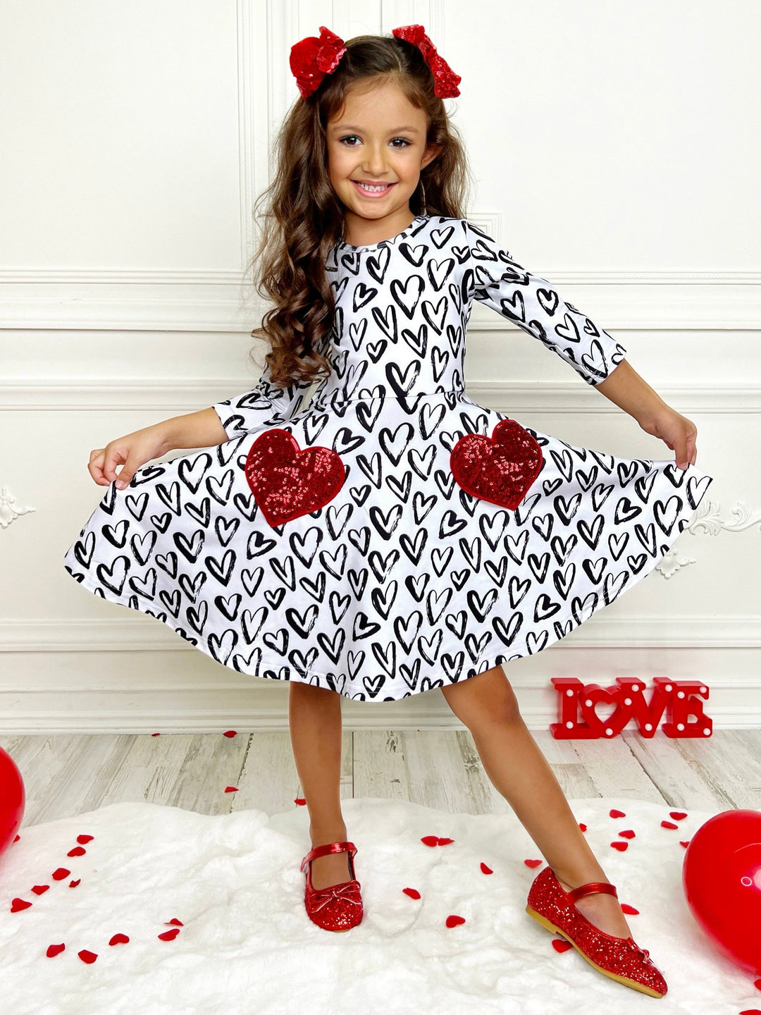 Mia Belle Girls Heart Dress | Girls Valentine's Dresses