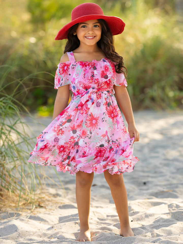 Seaside Petals Ruffle Midi Dress