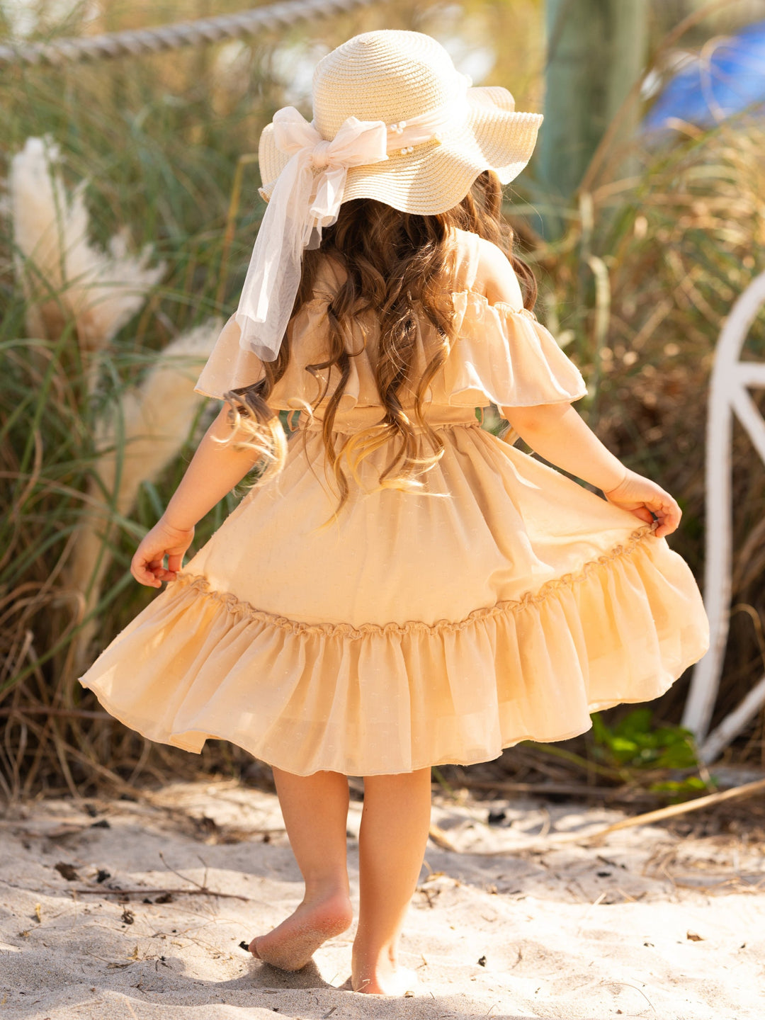 Golden Sands Ruffle Tie-Waist Sundress