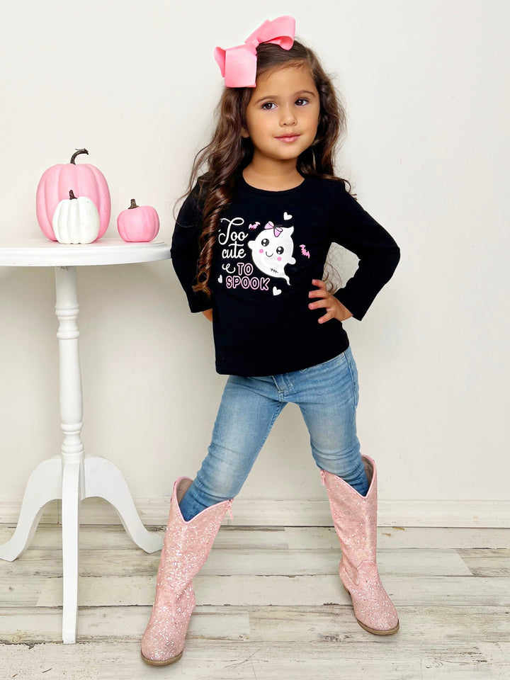 Girls Casual Halloween Tops | Too Cute To Spook Top - Mia Belle Girls