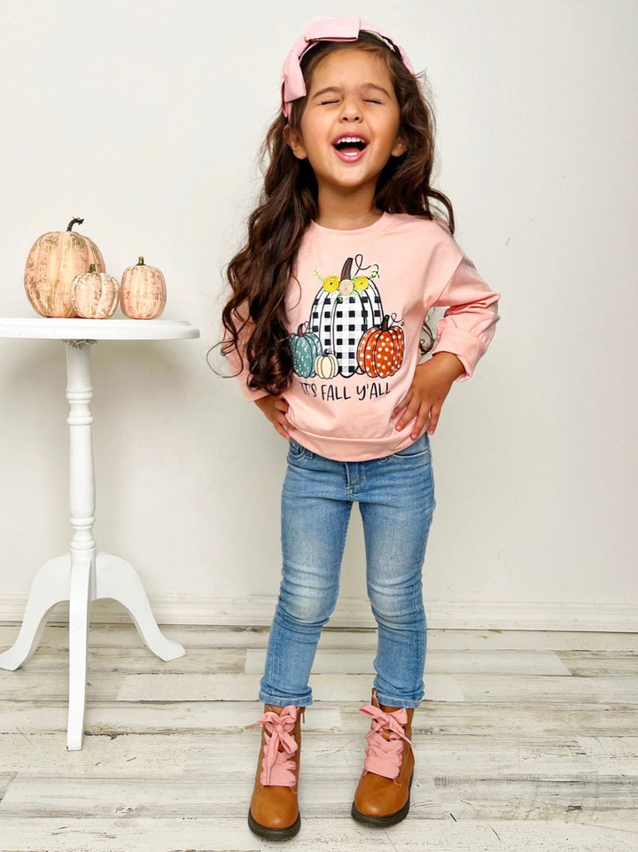 Toddlers Cute Fall Tops | It's Fall Y'all Pumpkin Patch Pullover Top