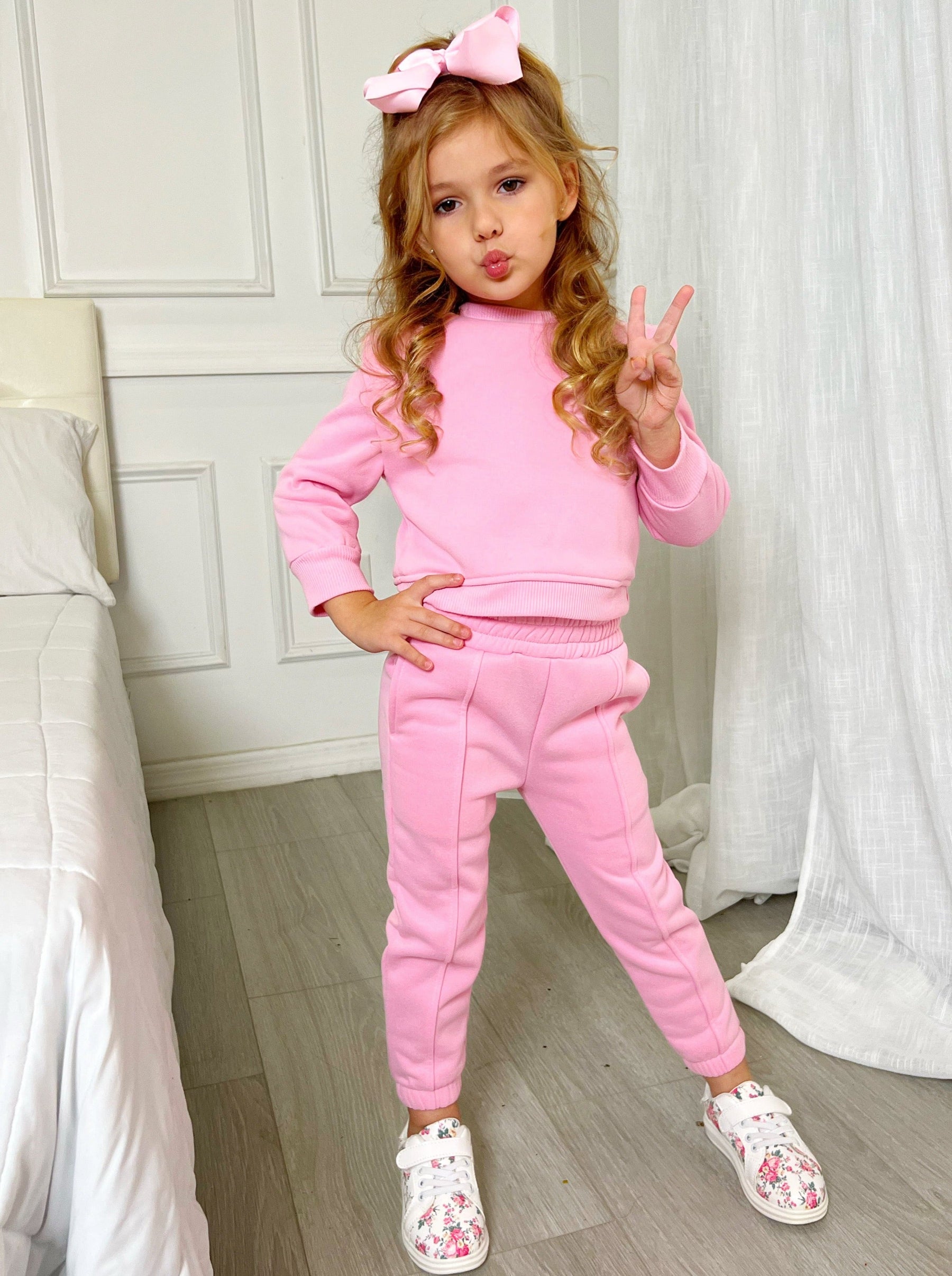 Something Sweet Pink Jogger Set – Mia Belle Girls