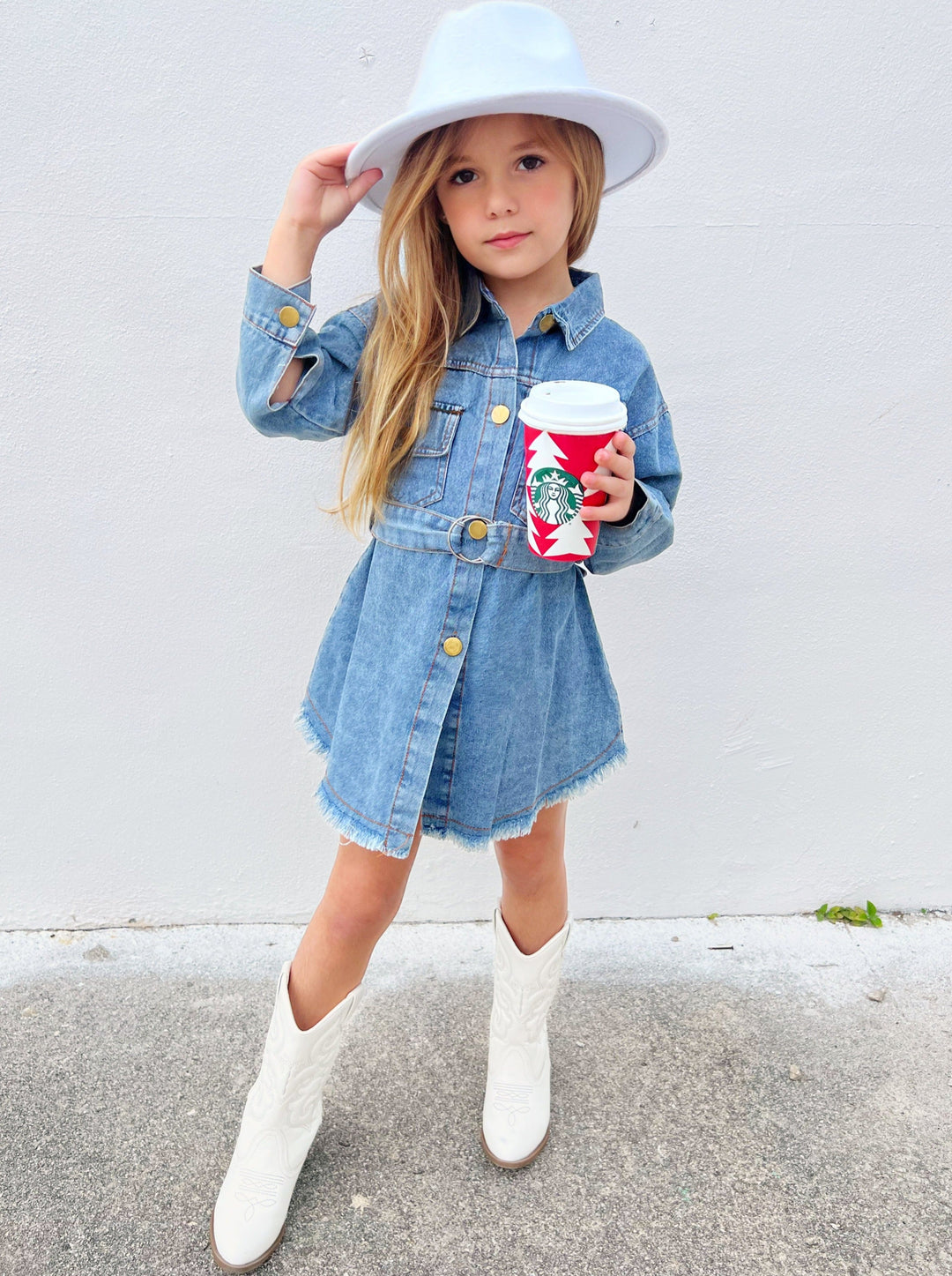 Toddler Clothing Sale |  Belted Frayed Denim Dress | Girls Boutique