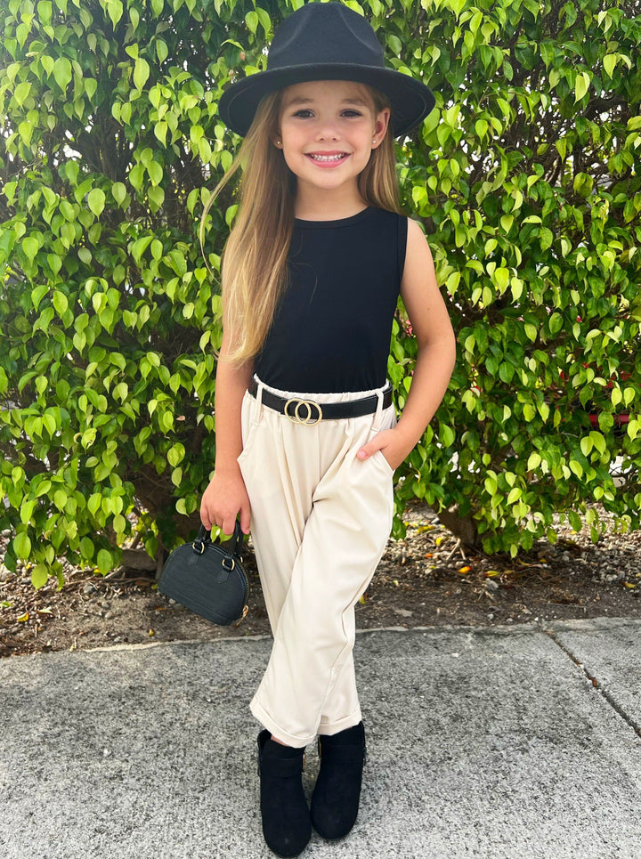 Mia Belle Girls Top & Belted Pants Set | Everyday Clothes