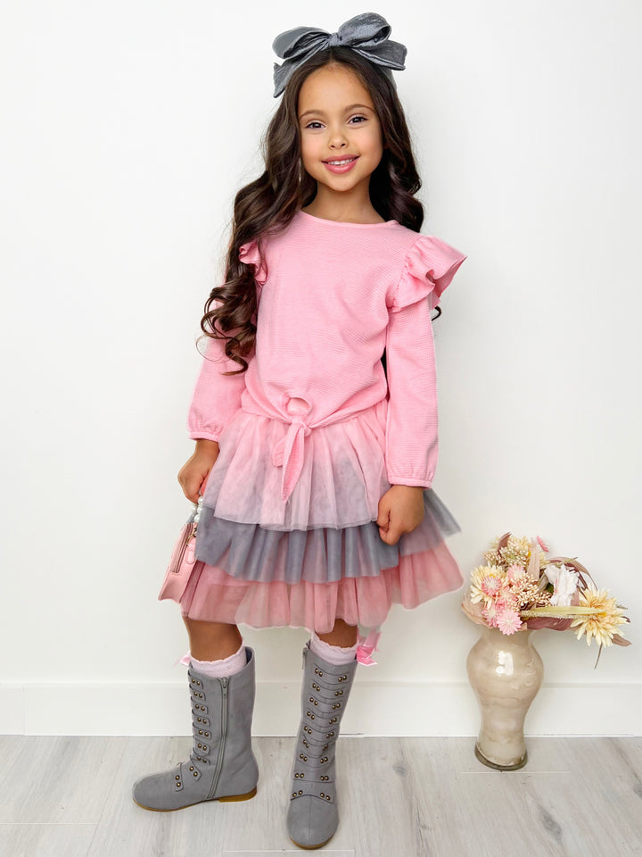 Pink Ruffle Top and Layered Tutu Skirt Set