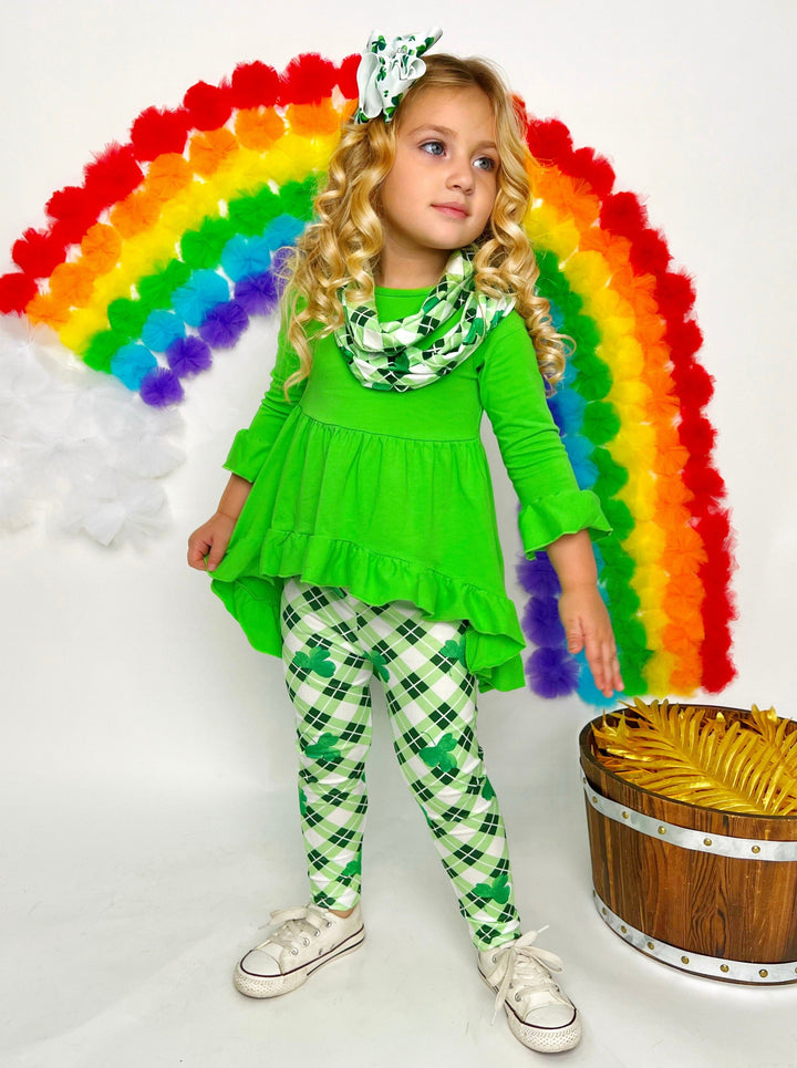 Mia Belle Girls St. Patrick's Day Tunic, Scarf, And Legging Set