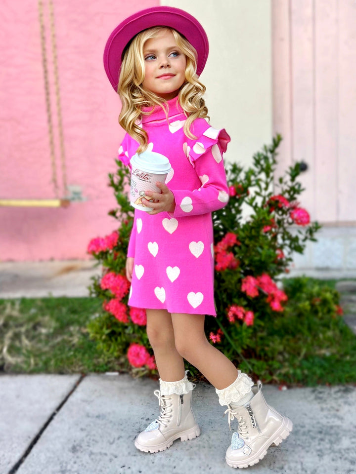 Mia Belle Girls Hot Pink Sweater Dress | Girls Valentine's Dresses