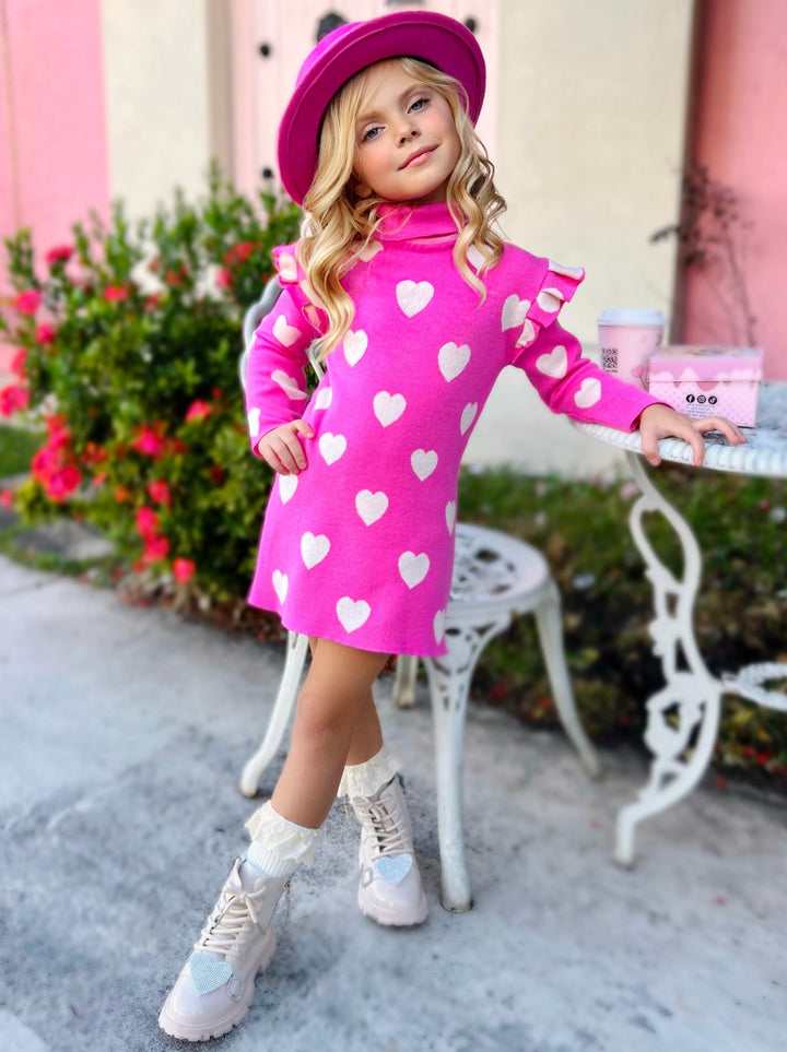 Mia Belle Girls Hot Pink Sweater Dress | Girls Valentine's Dresses