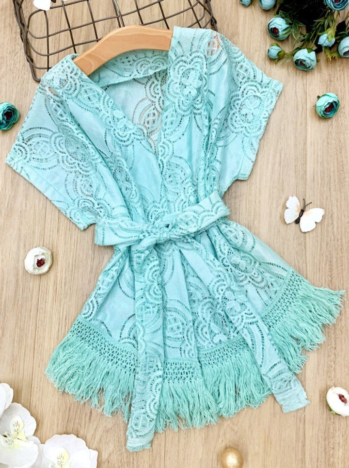 Little Girls Swimsuits Cover Ups | Lace Knit Swim Cover Up Kimono 