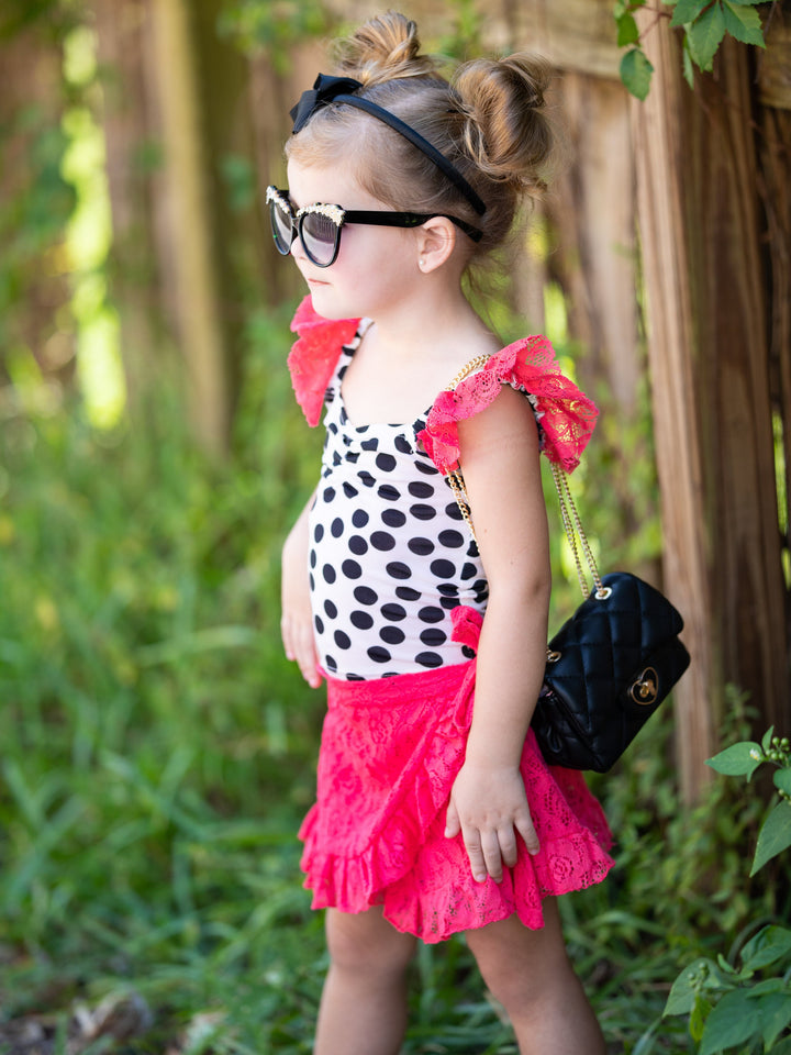 Kids Spring Clothes | Little Girls Ruched Top & Ruffled Wrap Skirt Set