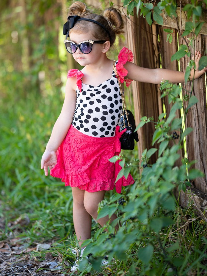 Kids Spring Clothes | Little Girls Ruched Top & Ruffled Wrap Skirt Set