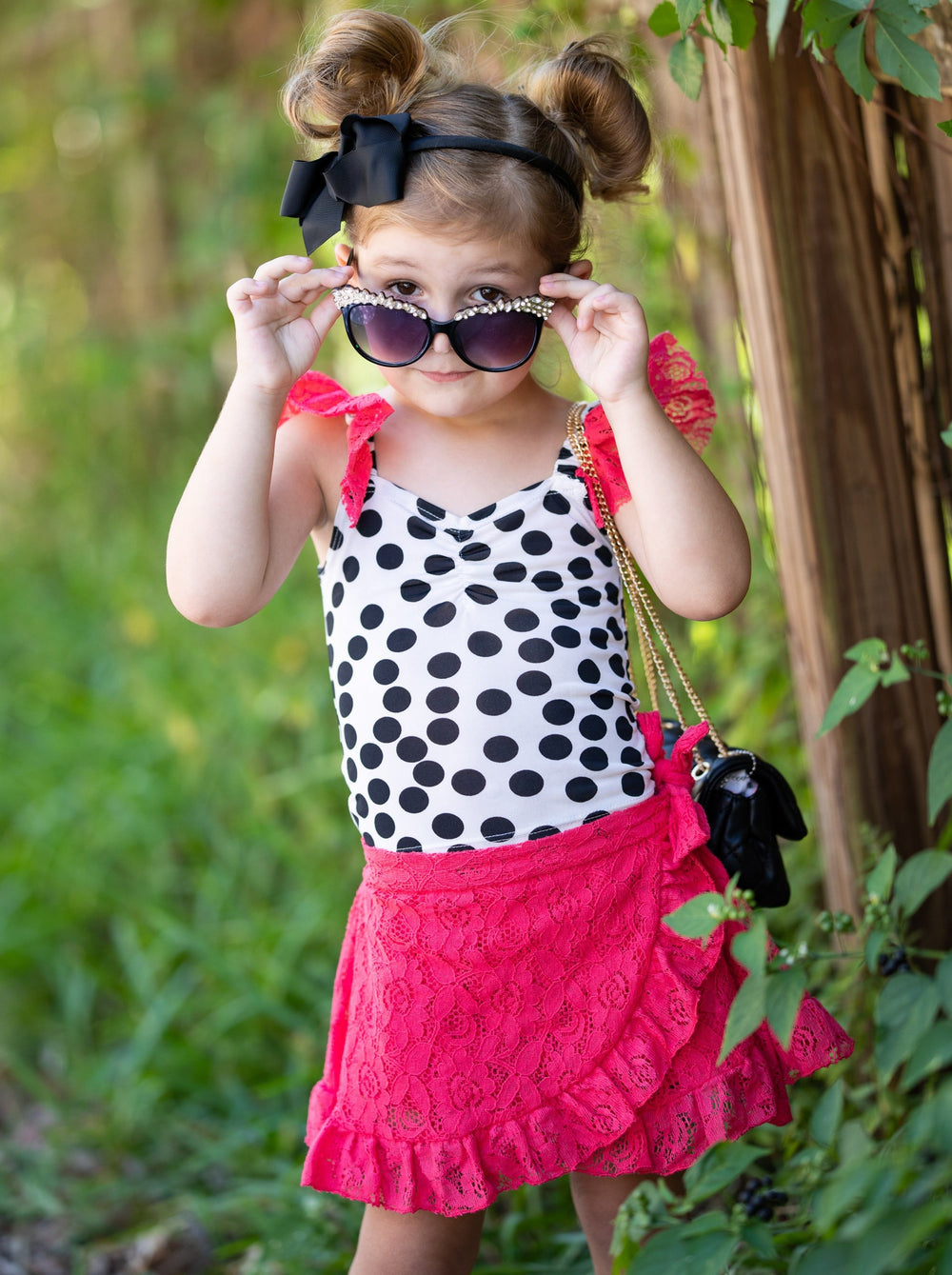 Kids Spring Clothes | Little Girls Ruched Top & Ruffled Wrap Skirt Set