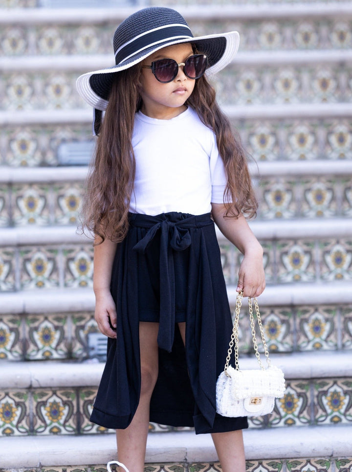 Spring Three Piece Outfits | Girls Top, Shorts & Wrap Skirt Set