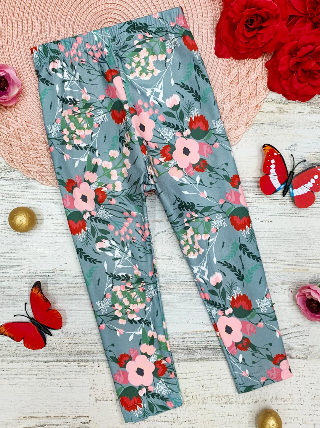 Girls Floral Elastic Waist Leggings | Mia Belle Girls