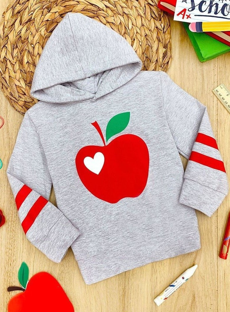 First Day of School | Apple Pullover Hoodie Sweater | Mia Belle Girls