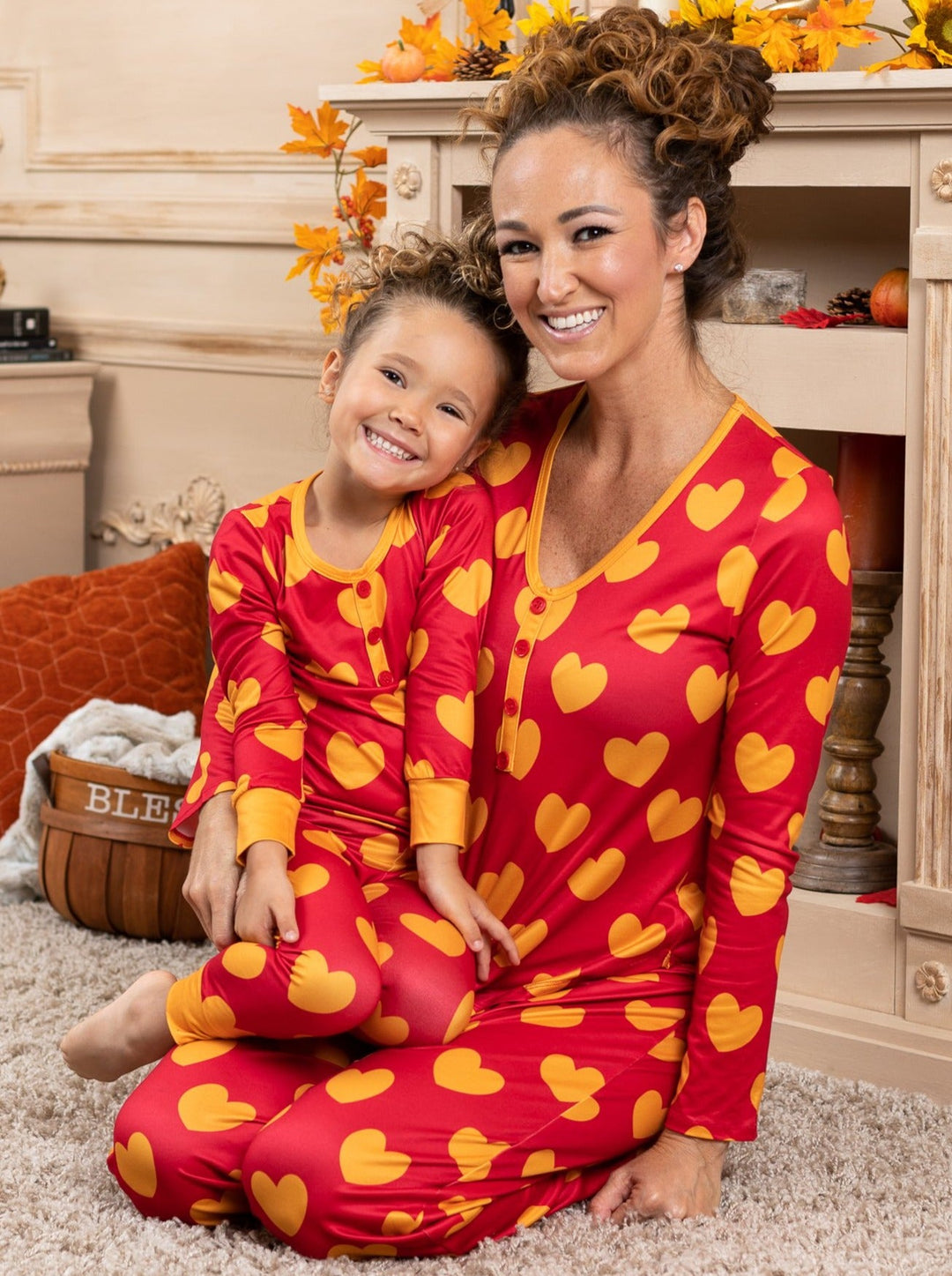 Mommy and Me Matching Pajamas | Heart Print Pattern Pajama Set