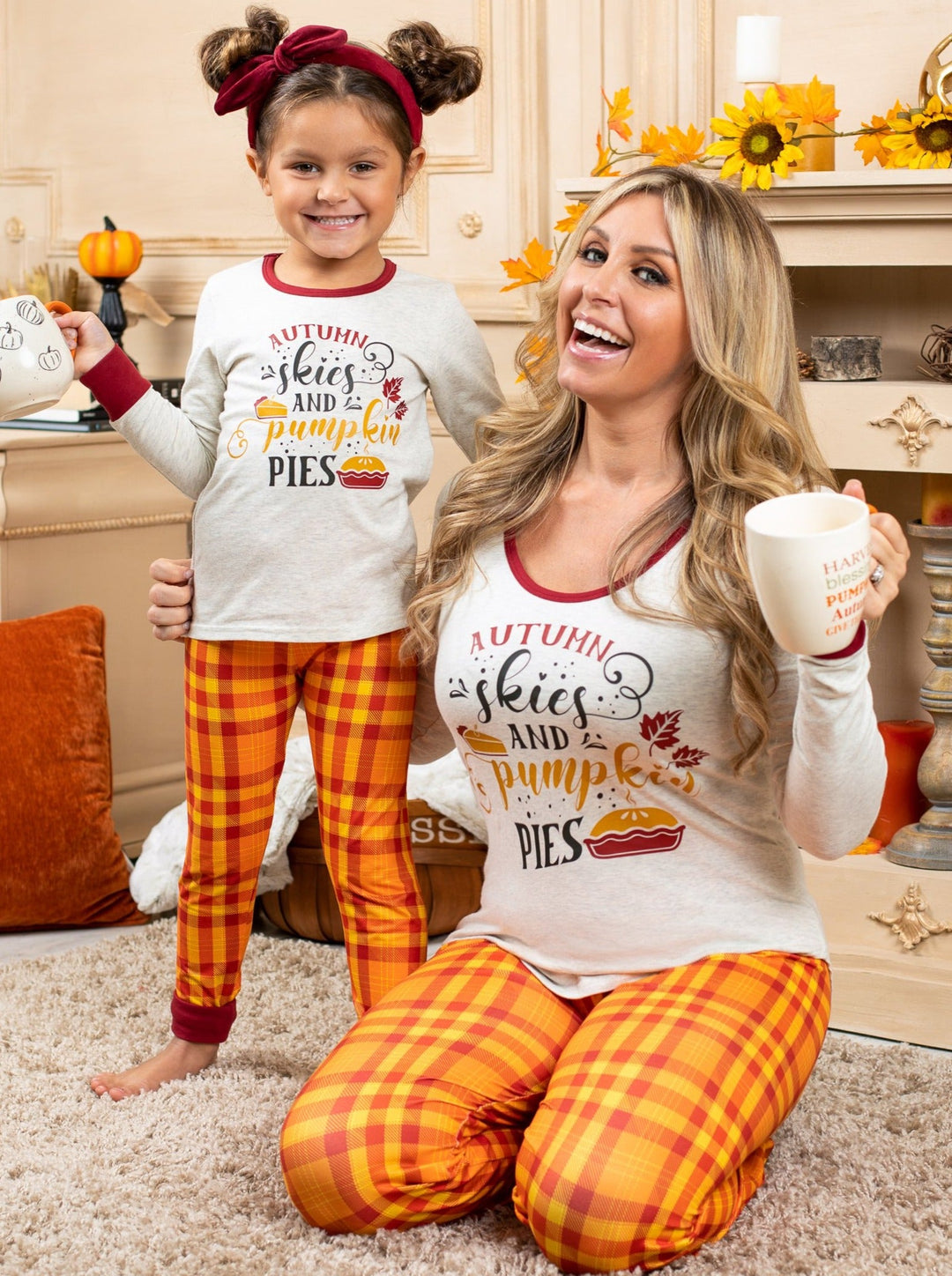 Mommy & Me Matching Pajamas | Autumn Skies & Pumpkin Pies Pajama Set