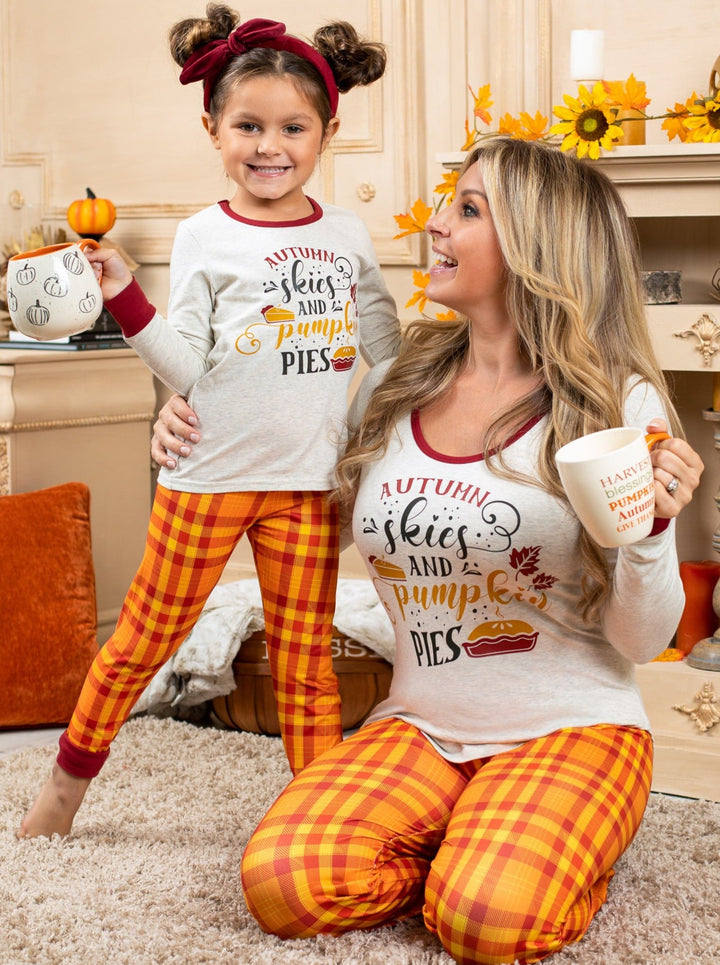 Mommy & Me Matching Pajamas | Autumn Skies & Pumpkin Pies Pajama Set