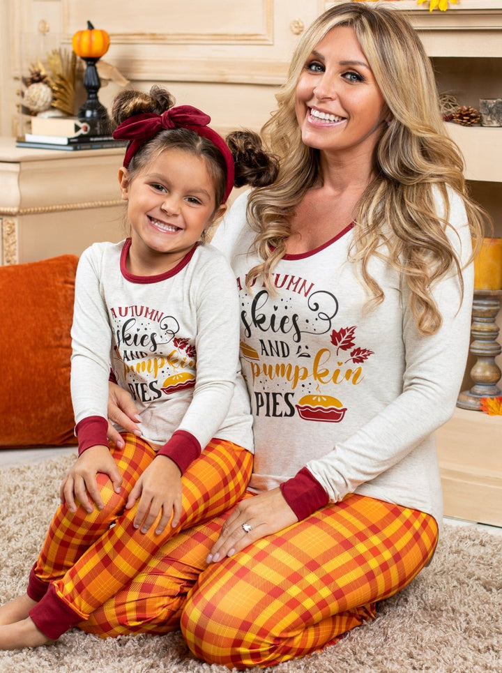 Mommy & Me Matching Pajamas | Autumn Skies & Pumpkin Pies Pajama Set